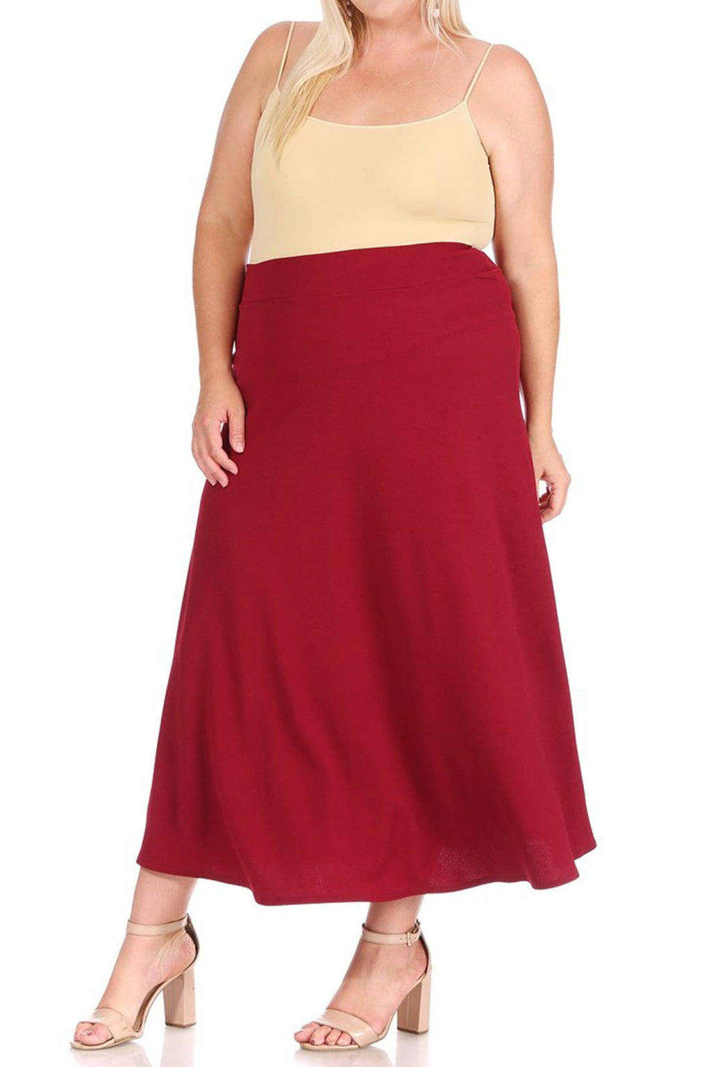 Women's Plus Size Solid Flare A-line Long Skirt