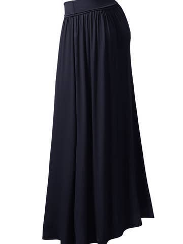 High Waist Elastic Closure Gather Maxi Skirt