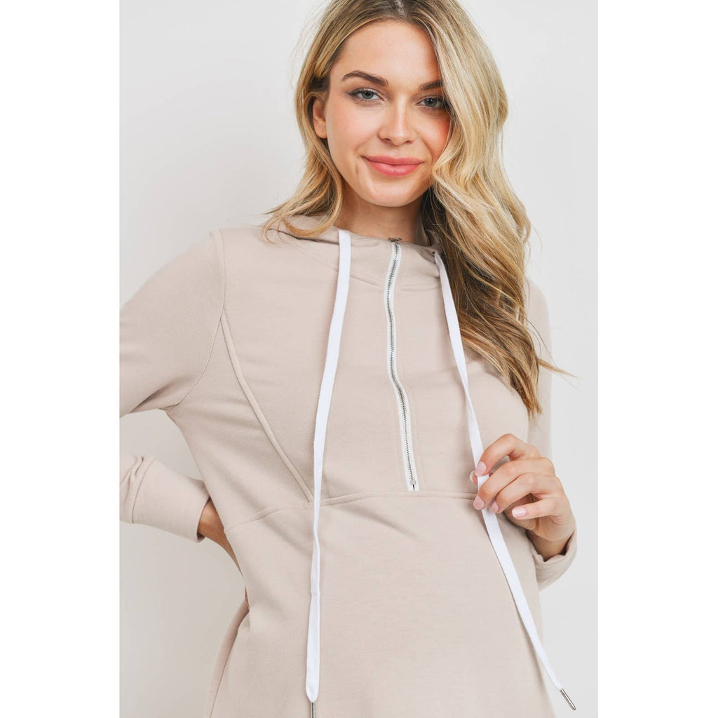 French Terry Half-Zip Maternity Nursing Hoodie