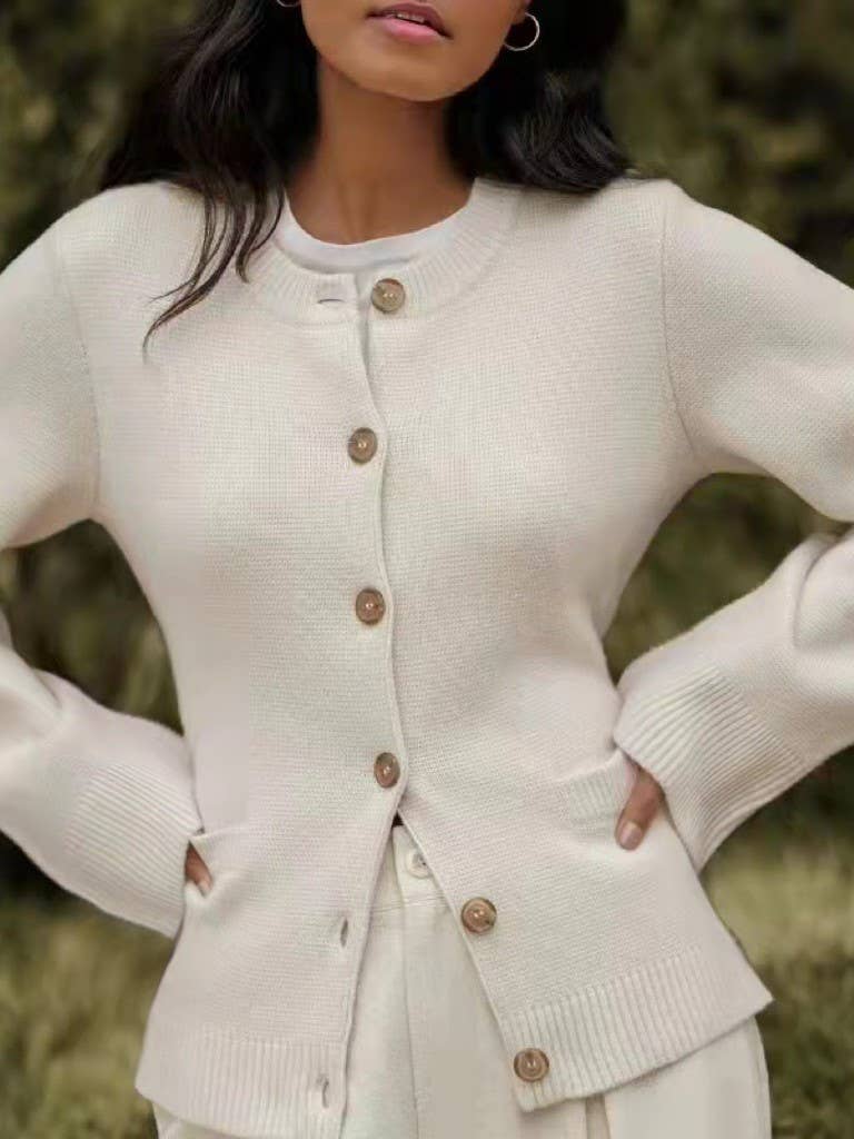 Demure hourglass silhouette cardigan