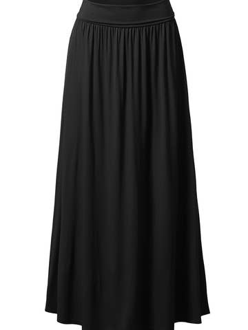 High Waist Elastic Closure Gather Maxi Skirt