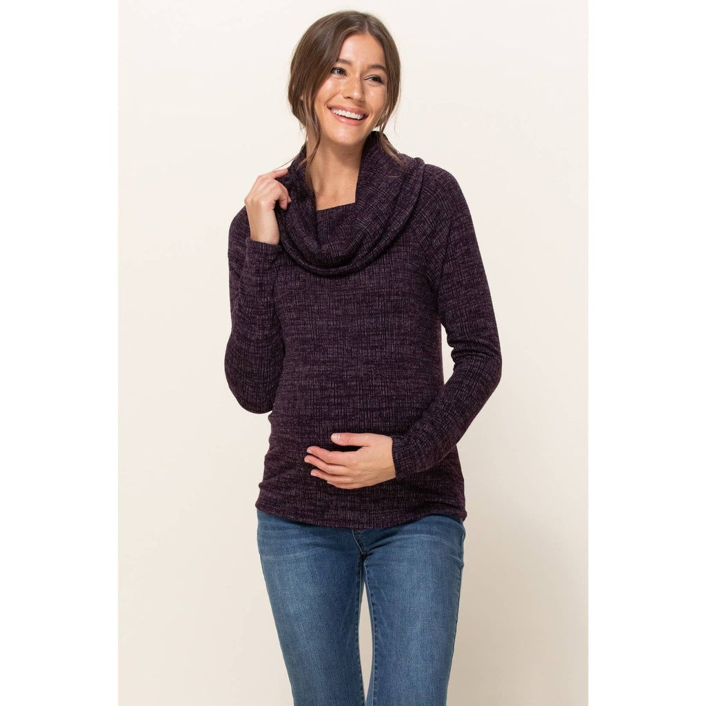 Cowl Neck Sweater Knit Maternity Top