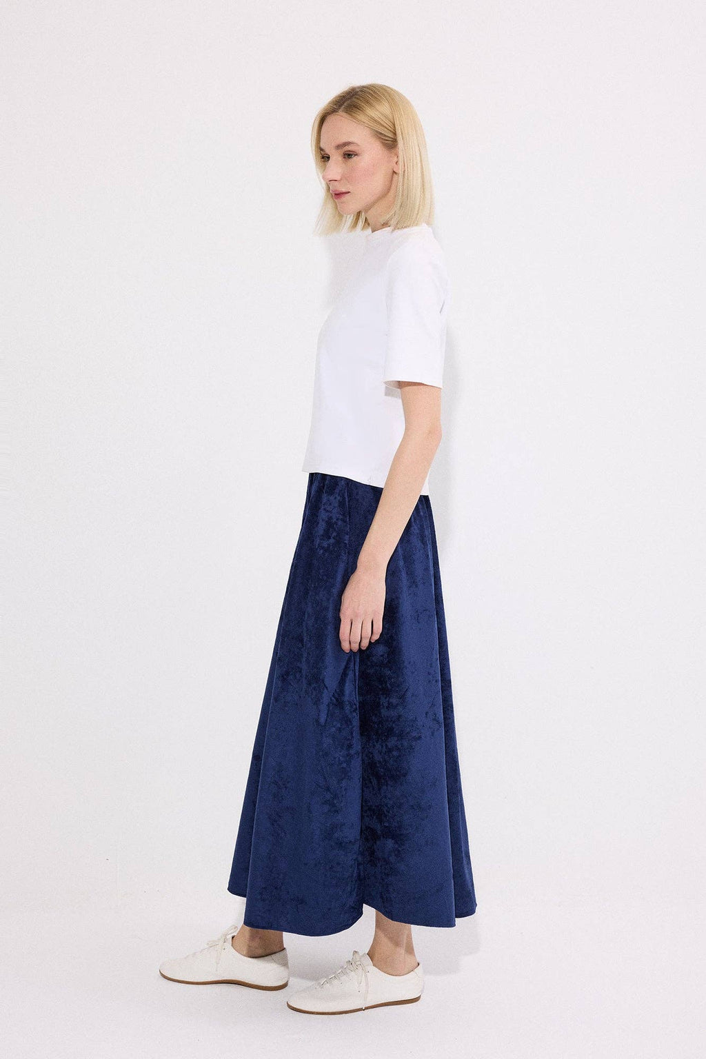 Elastic Waist Suede Maxi Skirt – Soft Touch Flowy A-Line