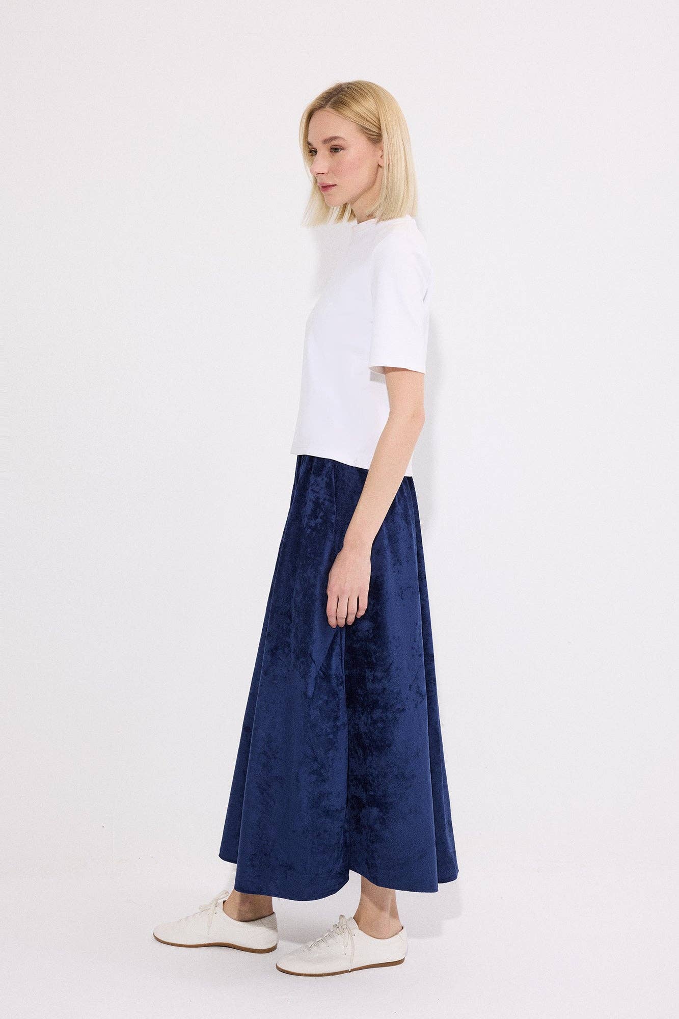 Elastic Waist Suede Maxi Skirt – Soft Touch Flowy A-Line