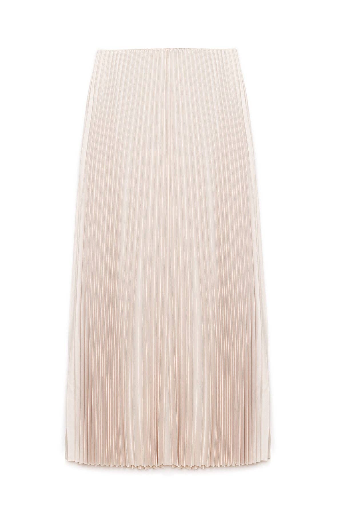 High-Waist Pleated Maxi Skirt – Elegant Flowy A-Line Skirt