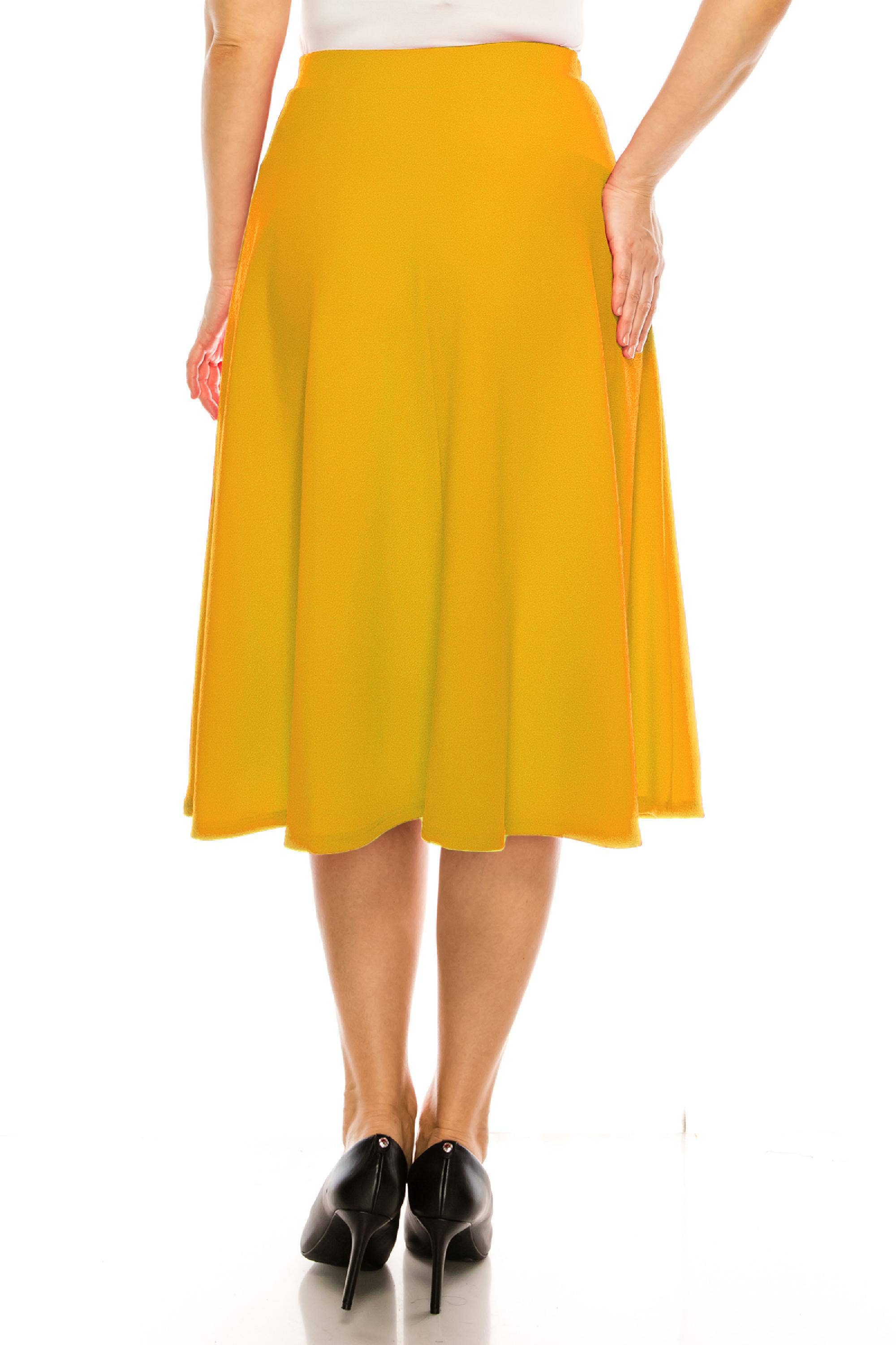 Women's Plus Size Casual Flared Midi Skirt Made in USA