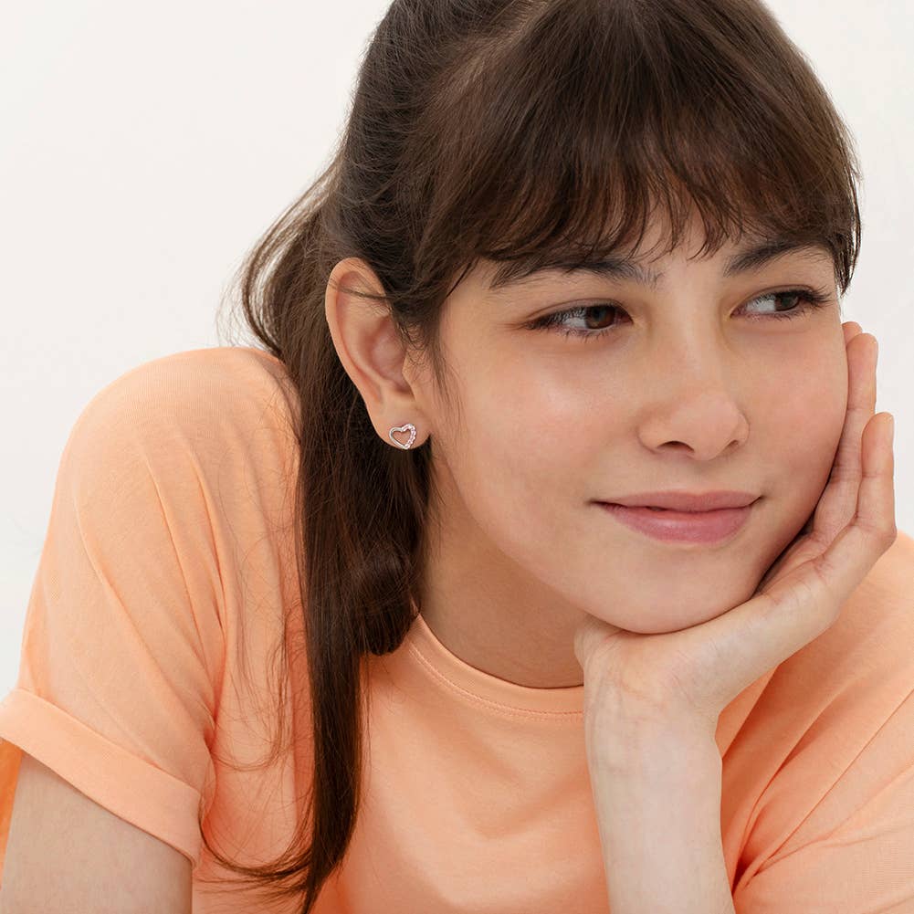 Two in One Heart Toddler / Kids Earrings - Sterling Silver