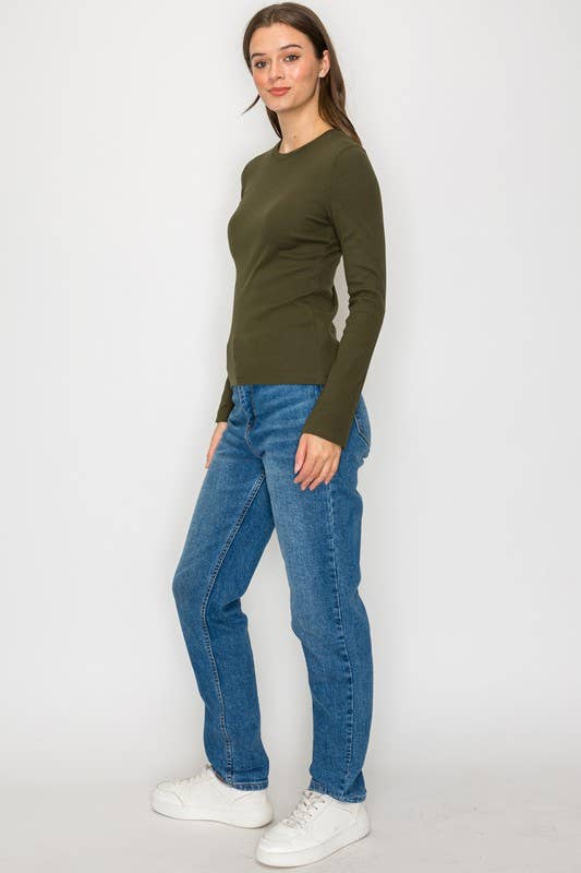 Long Sleeve Mini Ribbed Tee