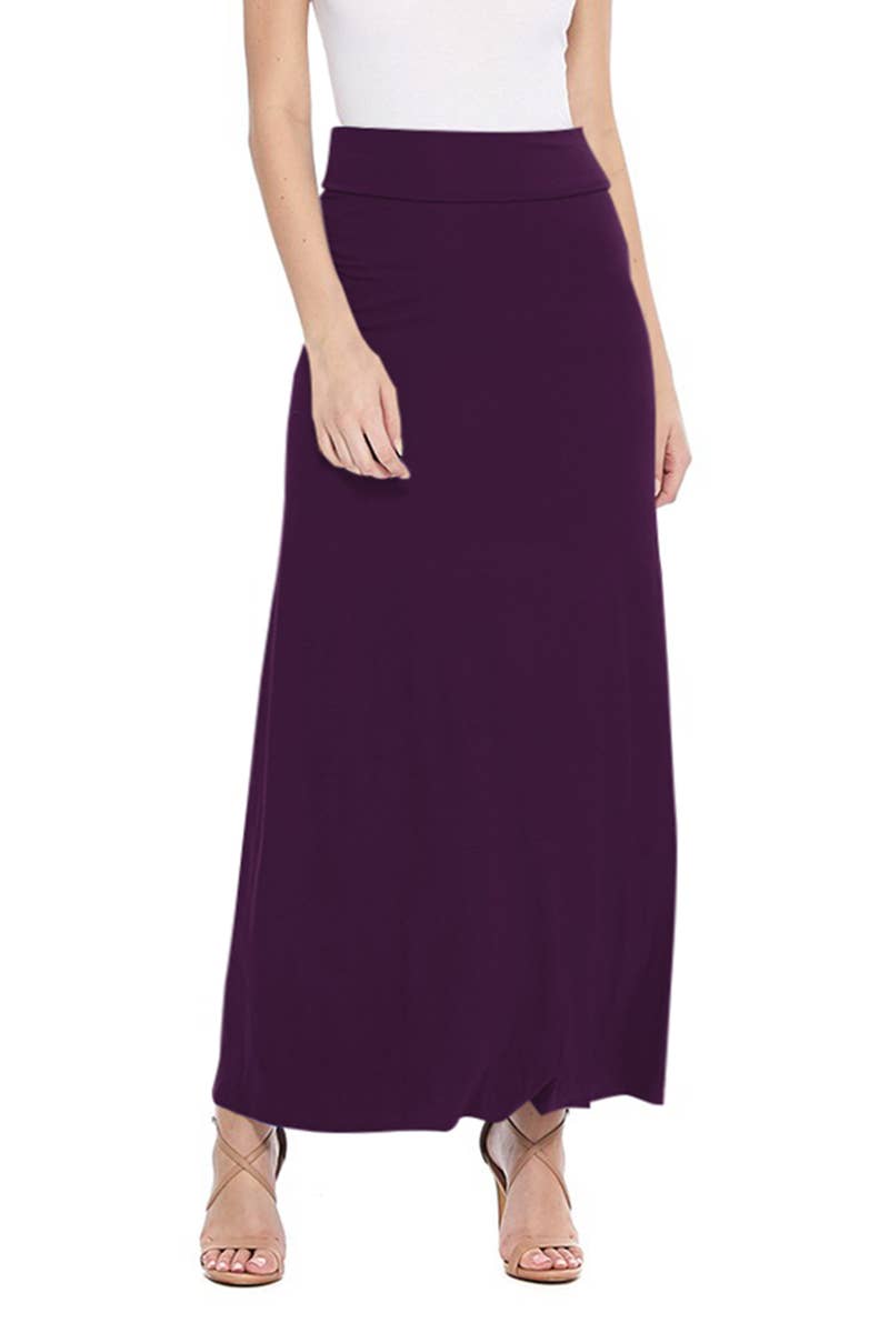 Women's Maxi Length Loose Fit Solid Skirt
