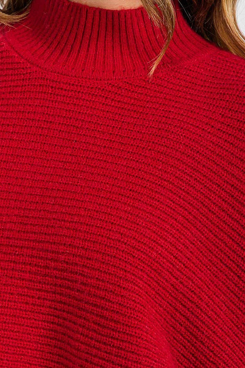 LONG SLEEVE MOCK NECK KNIT CROP TOP
