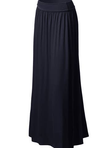 High Waist Elastic Closure Gather Maxi Skirt