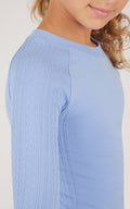 Girls Seamless Cable Textured Crew Neck Top