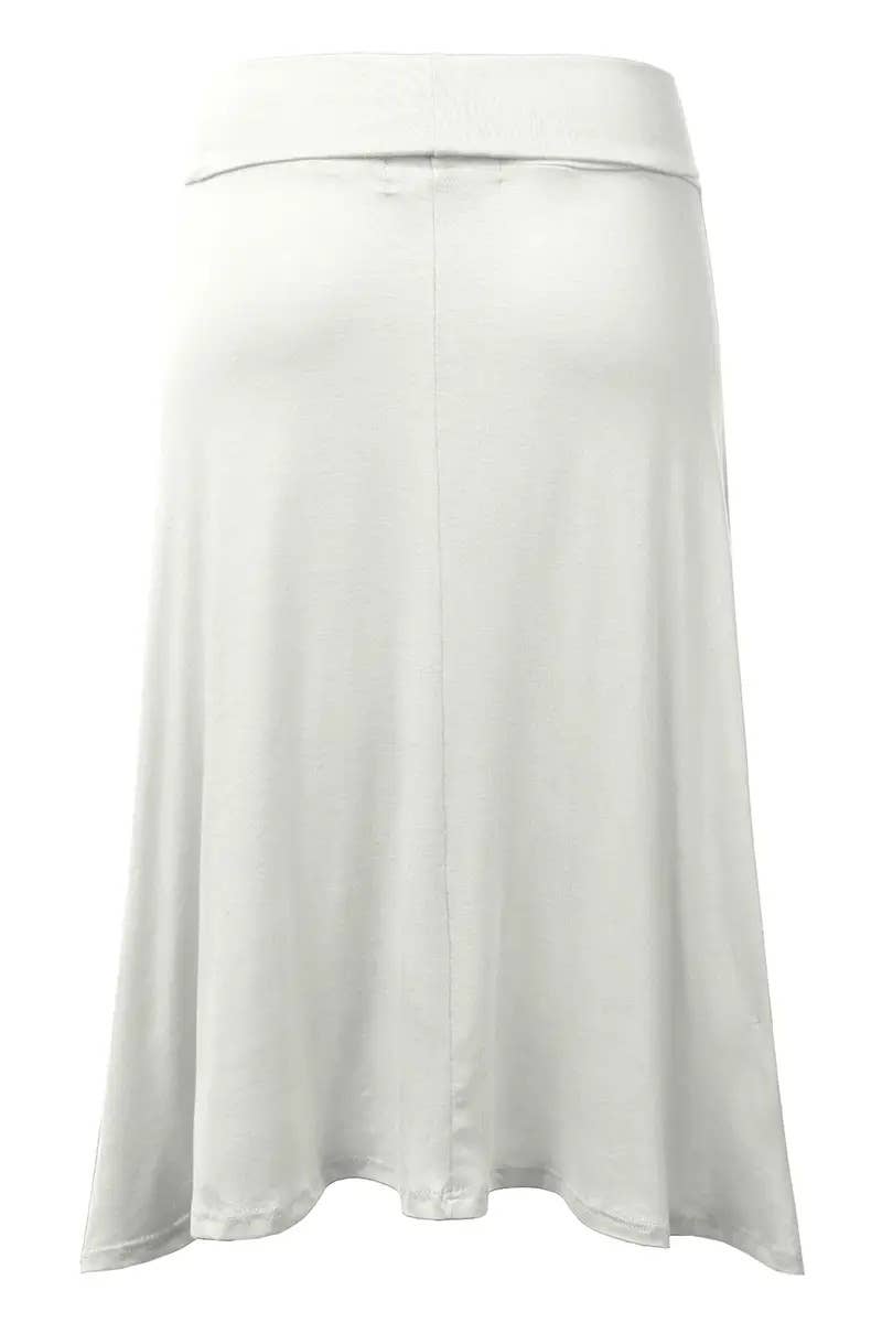 High Waist Stretch Flared Midi Skirt Women_AWBMS204