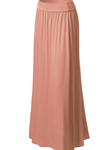 High Waist Elastic Closure Gather Maxi Skirt