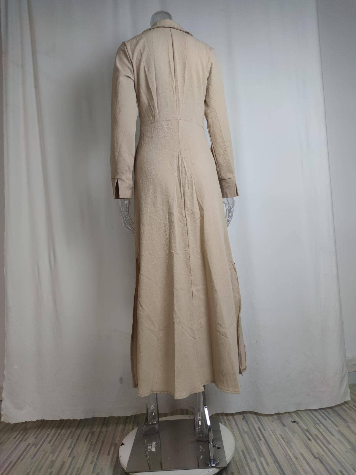 Elegant Button Down Long Sleeve Maxi Dress Casual Chic Style