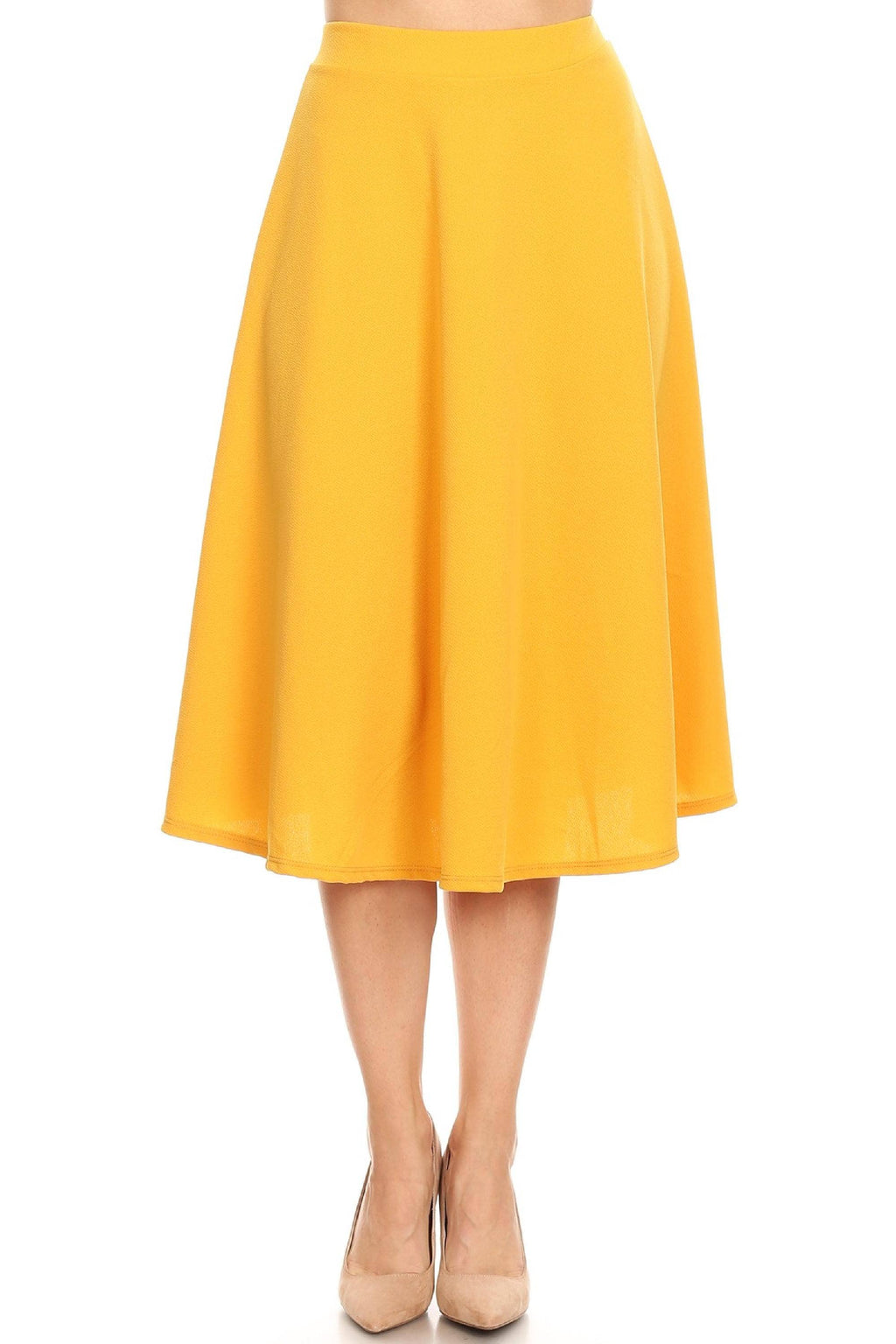 Women's Solid Basic Casual Midi Skirt