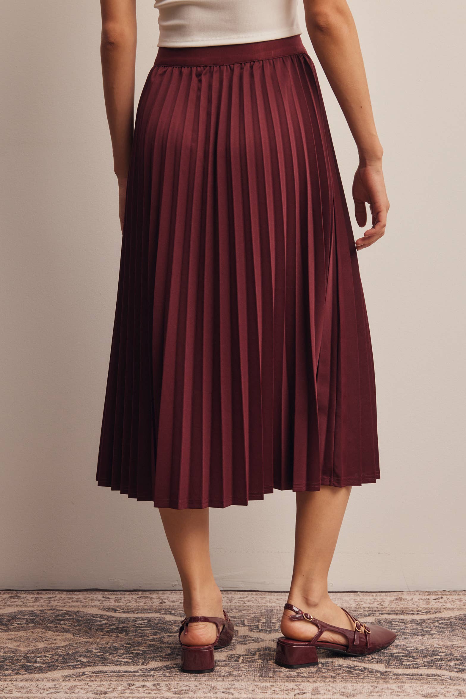Stretch Pleated Midi Skirt FSK0027