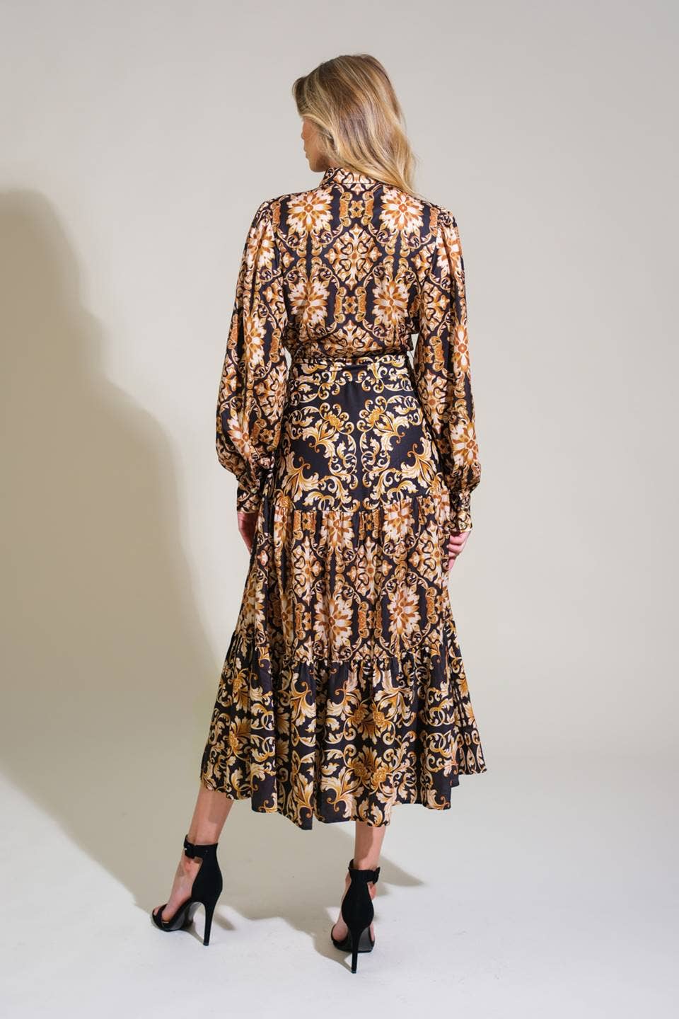 A printed woven midi dress - ID21481