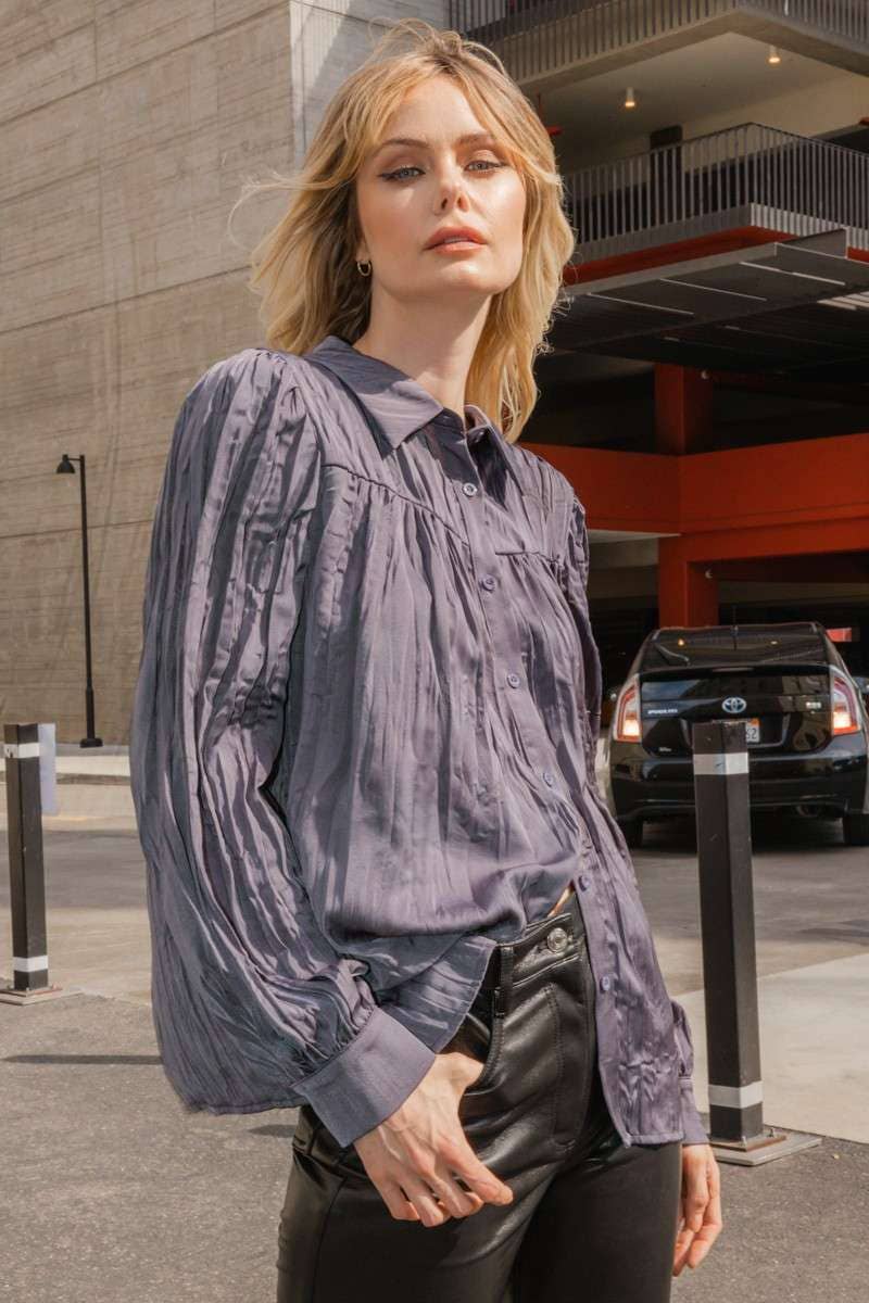 CRINKLE SATIN SHIRT