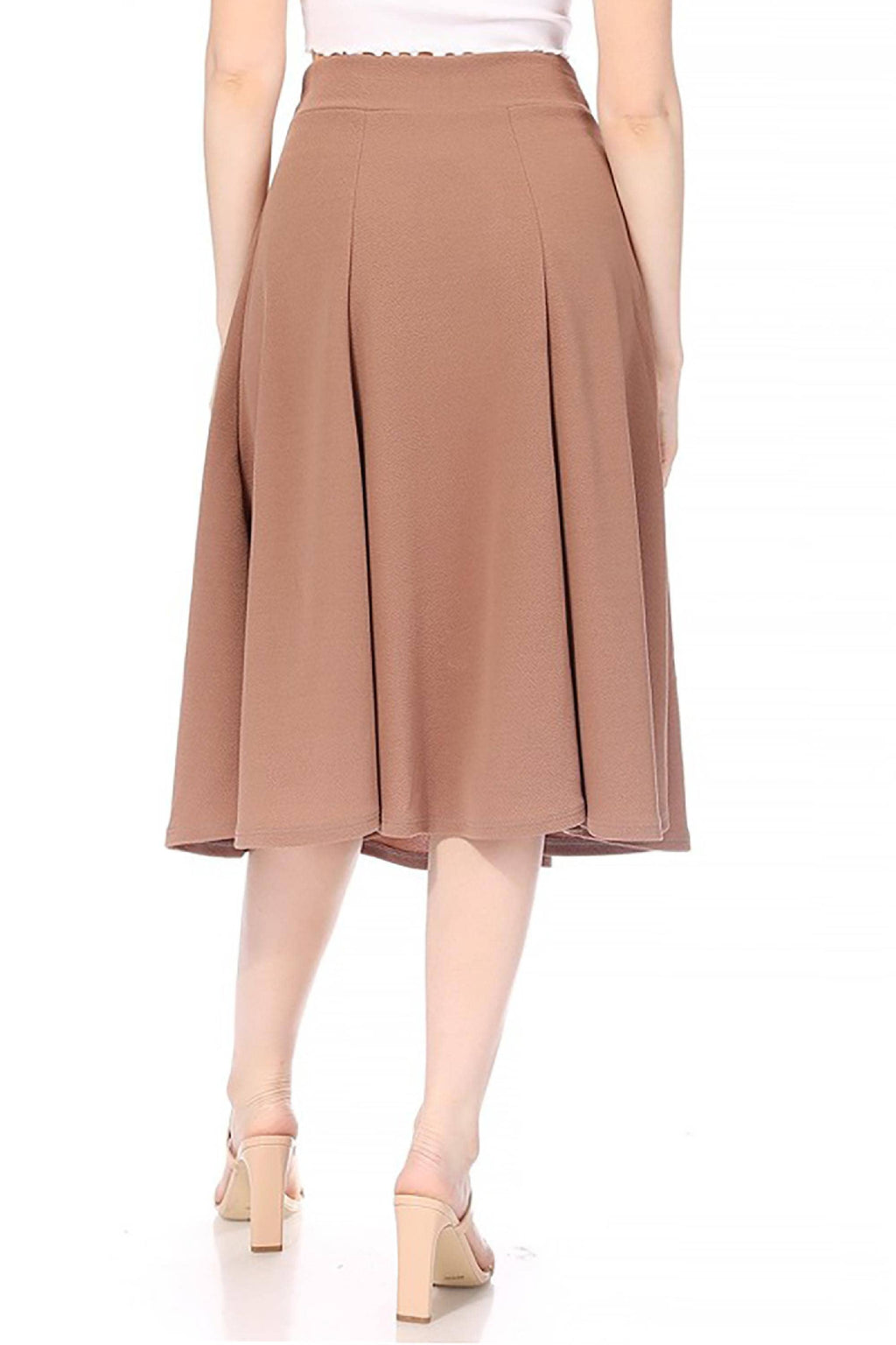 Women's Classic Solid Flared Midi A-Line Skirt