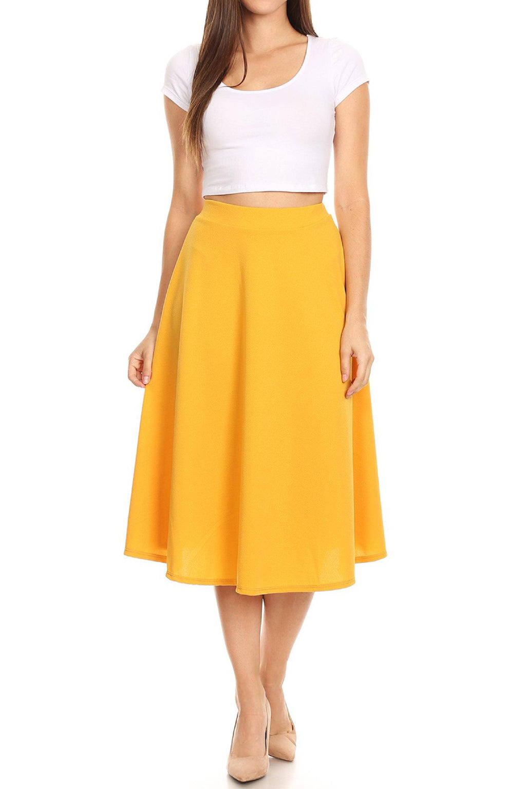 Women's Solid Basic Casual Midi Skirt
