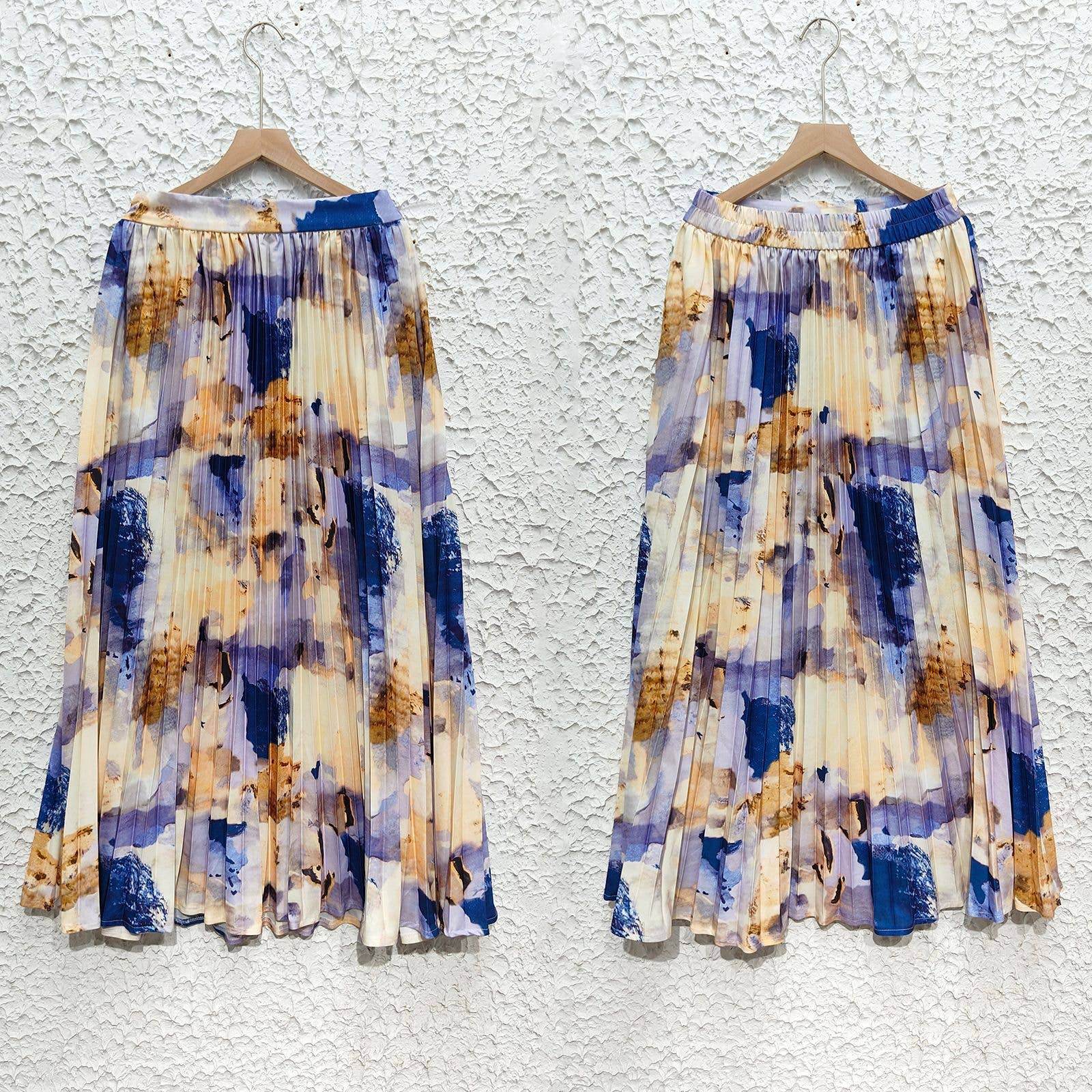 Elegant Draped Printed Pleated Skirt
