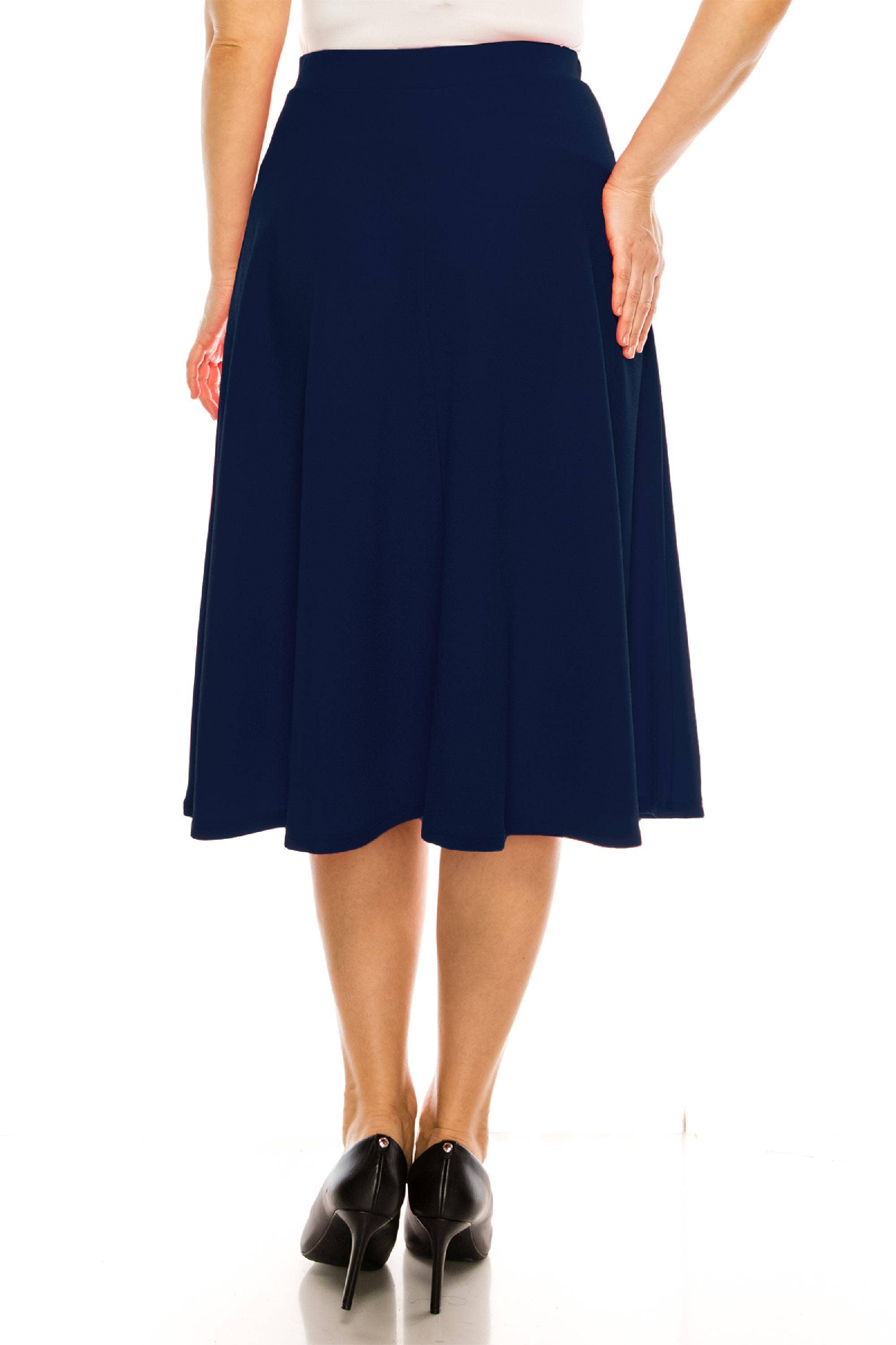 Women's Plus Size Casual Flared Midi Skirt Made in USA