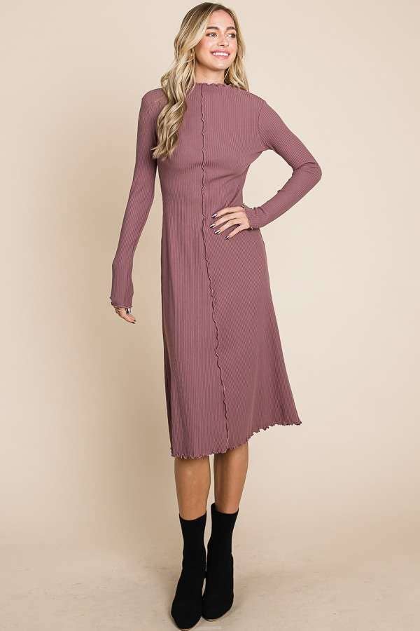 MOCK NECK MEDI DRESS