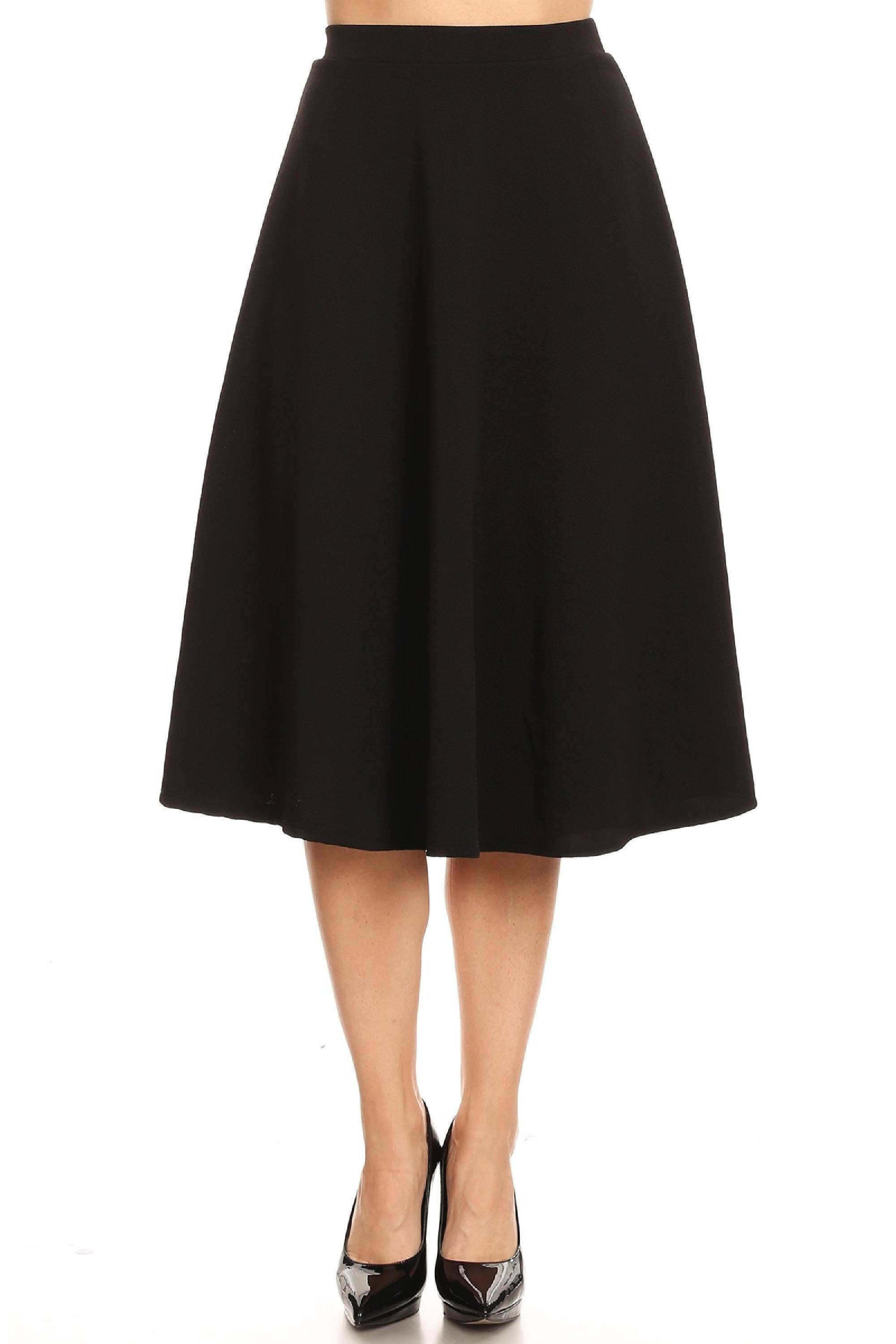 Women's Solid Basic Casual Midi Skirt