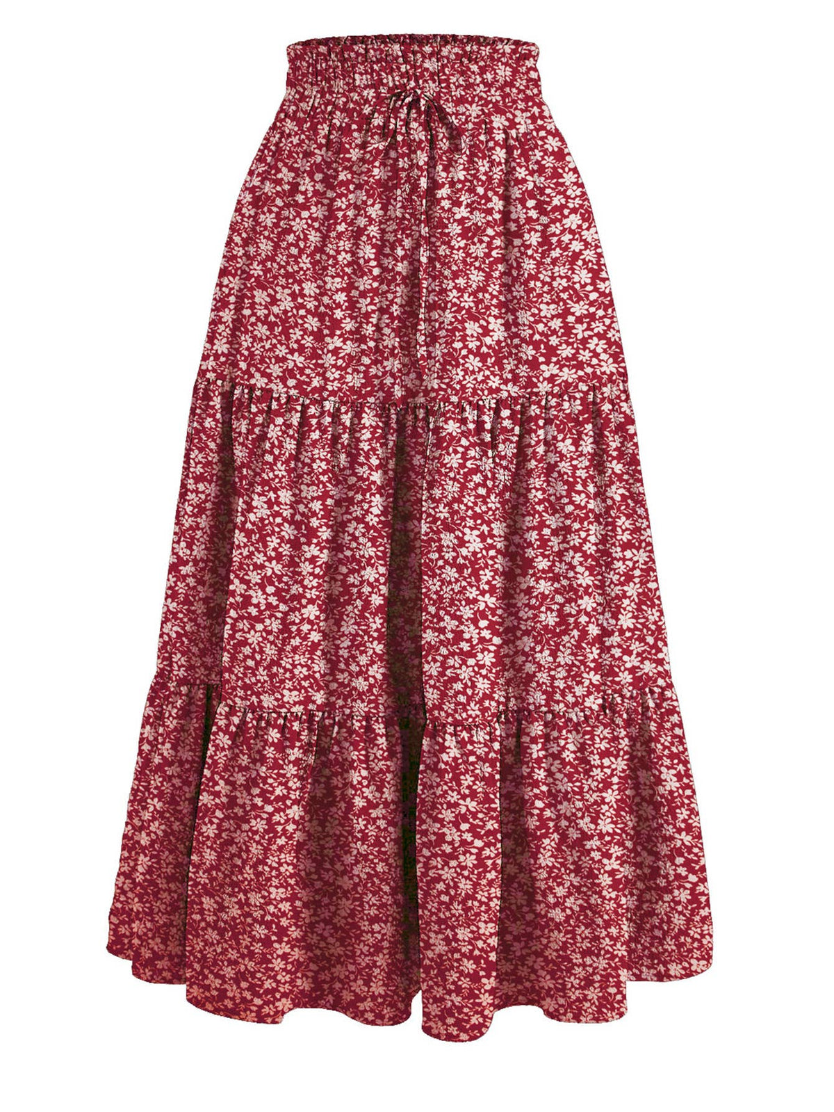 Boho Floral high rise tiered maxi flare skirt - 11 colors