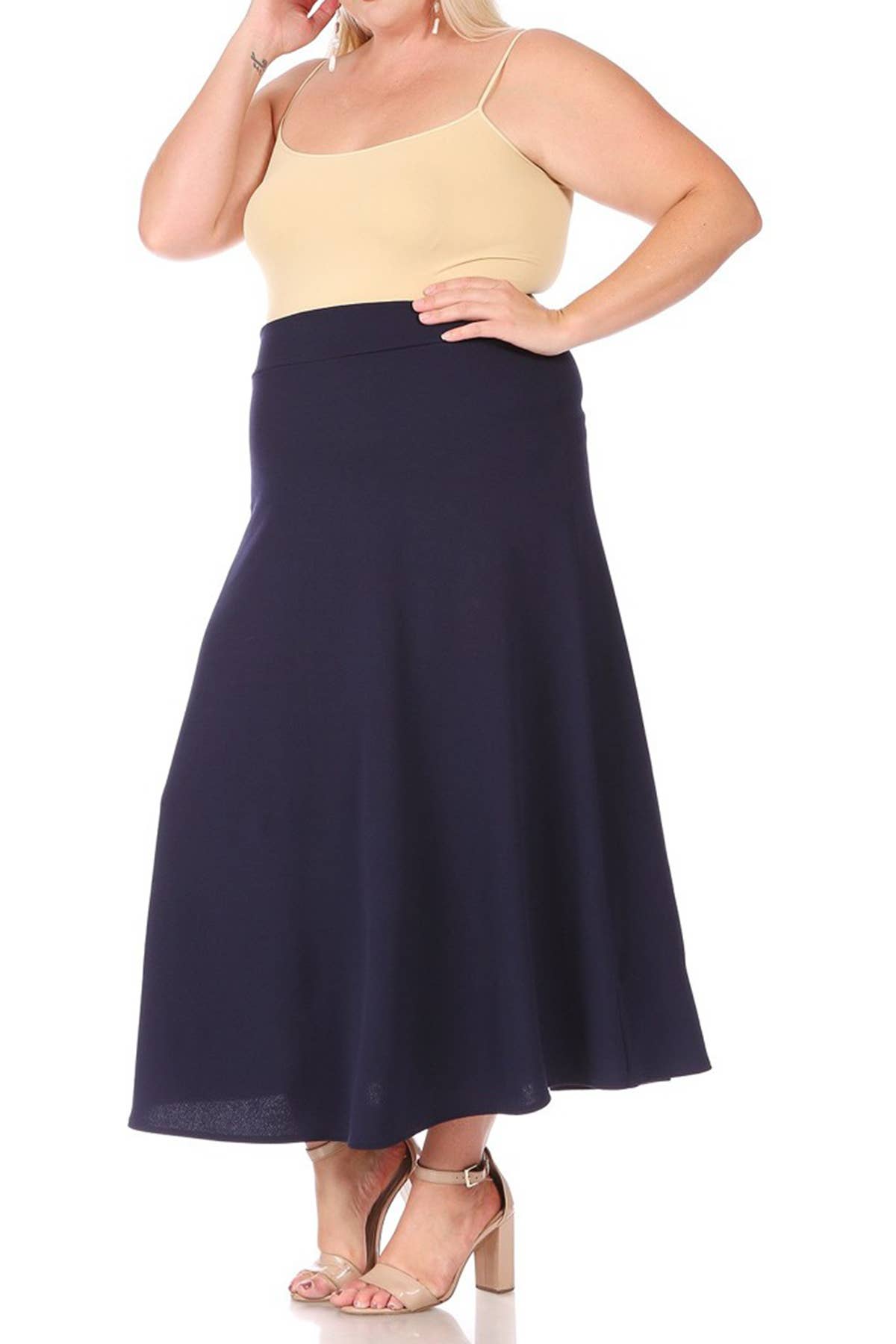Women's Plus Size Solid Flare A-line Long Skirt