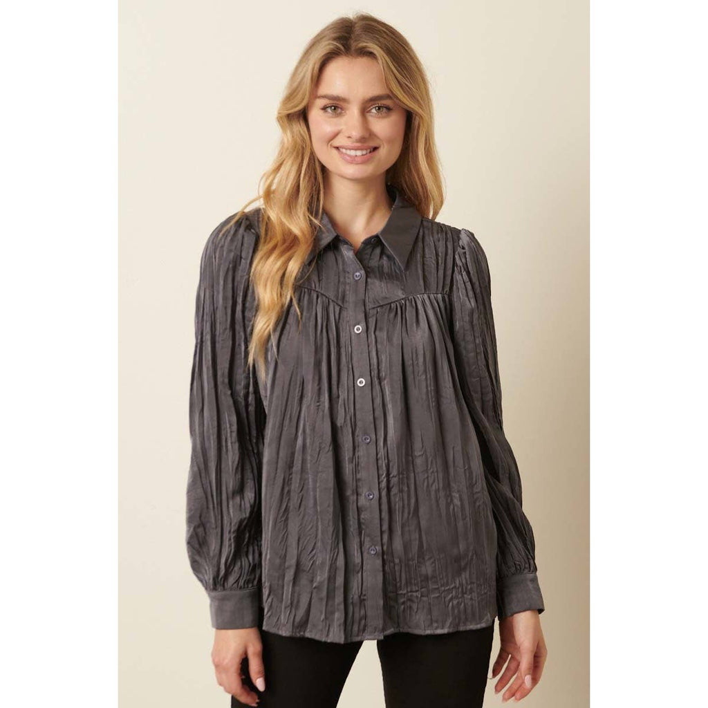 CRINKLE SATIN SHIRT