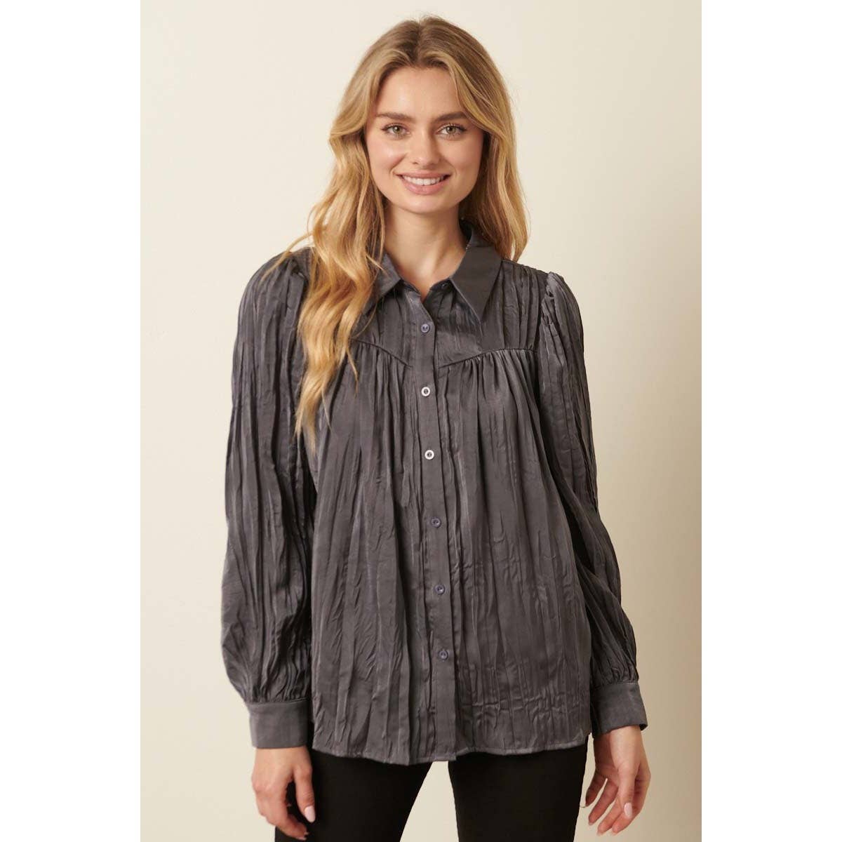 CRINKLE SATIN SHIRT