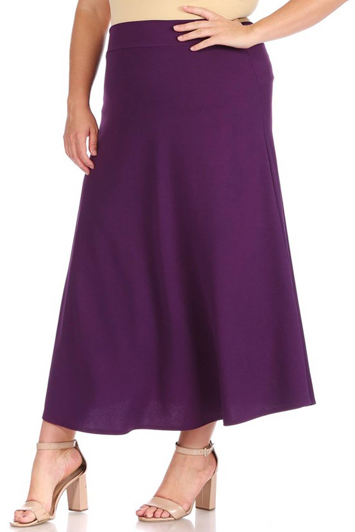 Women's Plus Size Solid Flare A-line Long Skirt