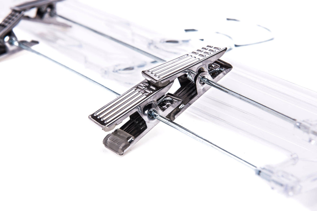 P022 Clear Crystal Plastic Skirt Hanger with Clips 100 pc