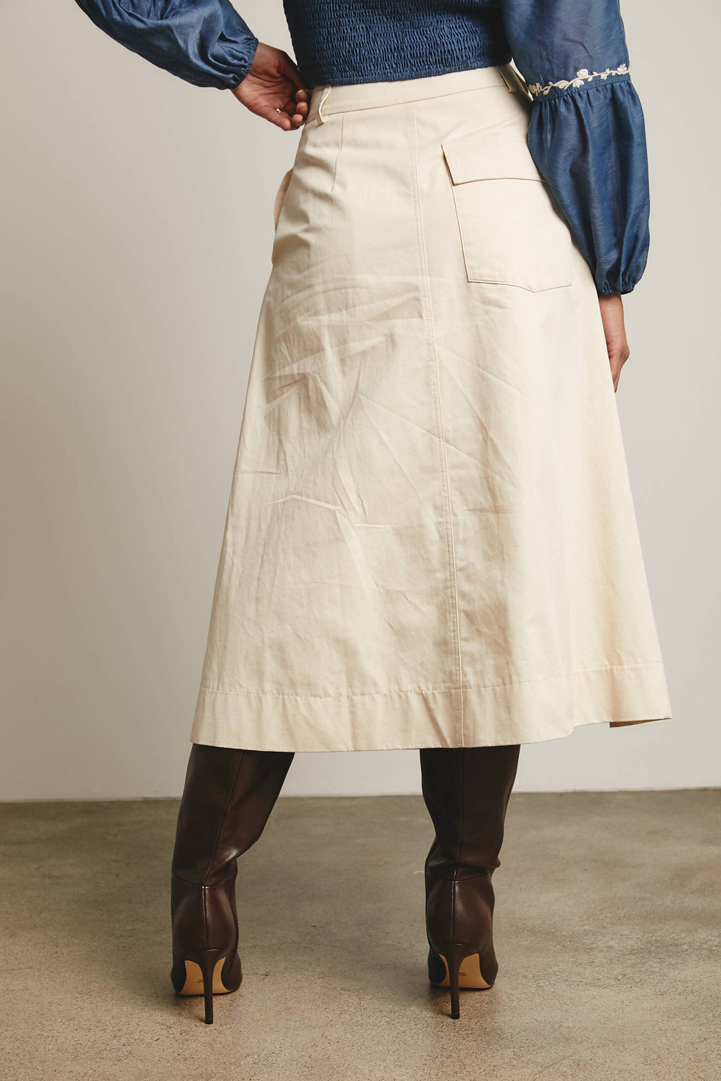 Pleated A-Line Midi Skirt