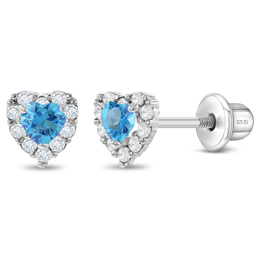 Princess Heart CZ Baby / Toddler Earrings - Sterling Silver