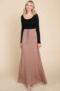 CBA1847 - DRAW STRING FLARE MAXI SKIRT