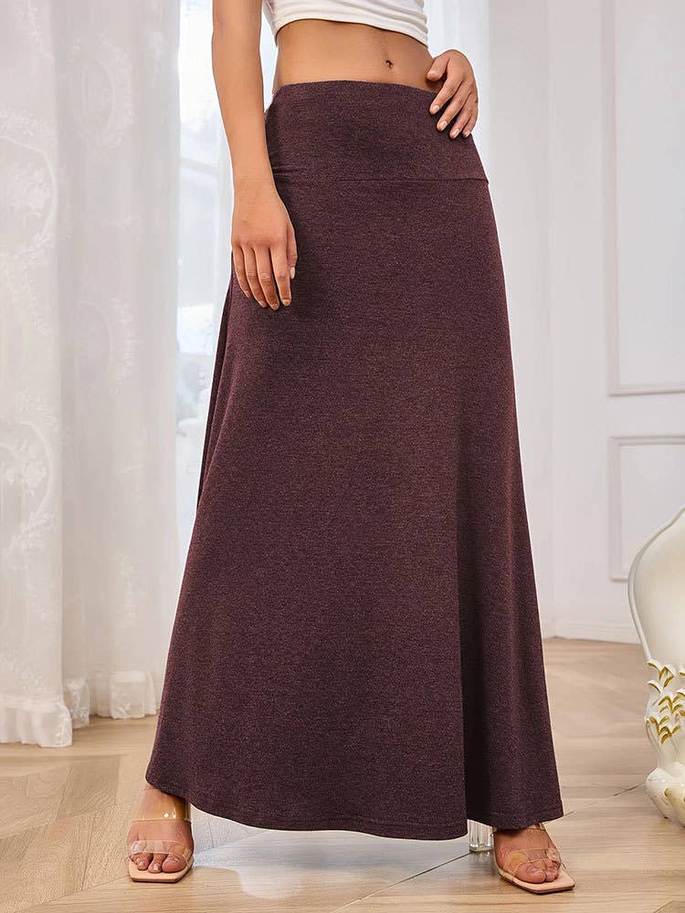 Fashion Solid Color Maxi Skirt