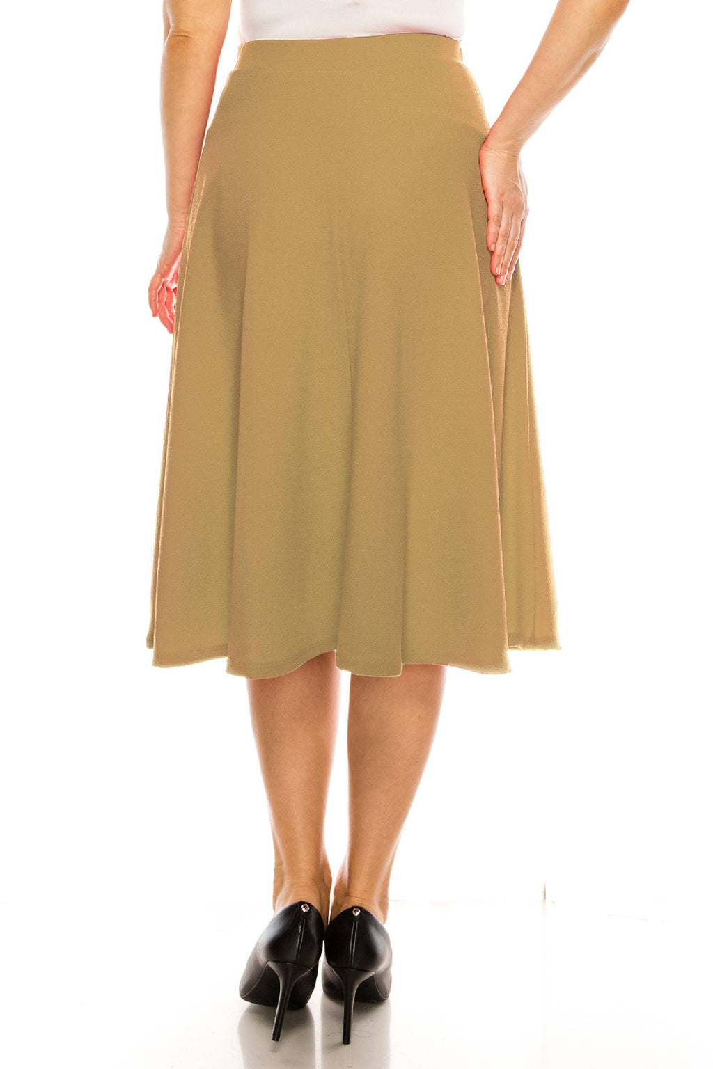 Women's Plus Size Casual Flared Midi Skirt Made in USA