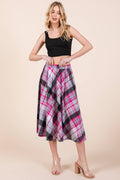 ETS-423AB Plaid T/R Span Midi Skirt