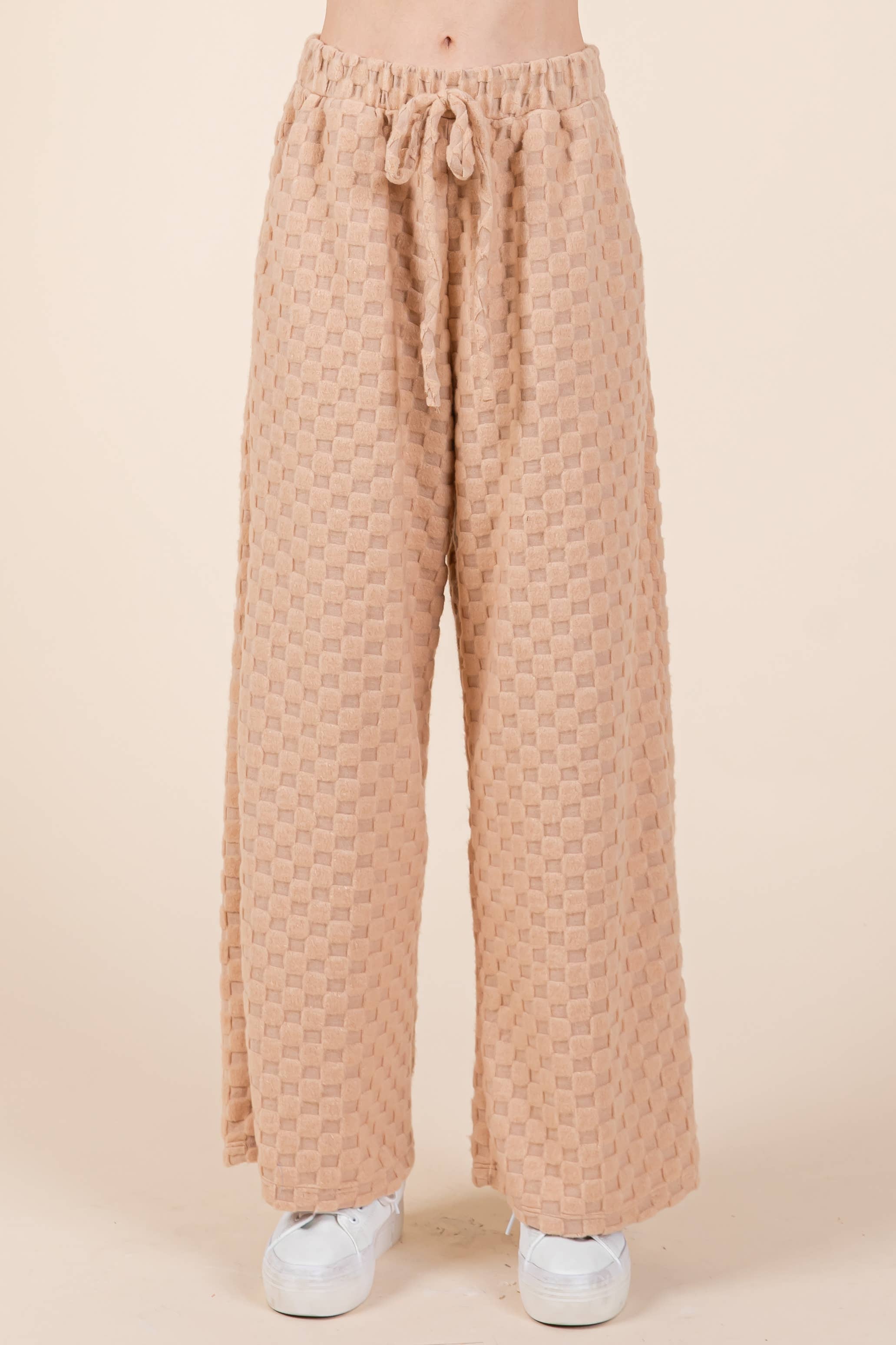 FUZZY CHECKERED 1/4 ZIP TOP