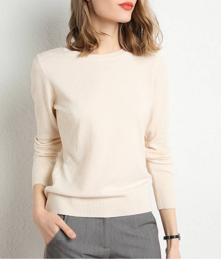 Round Neck Knitted Cardigan with Base Sweater