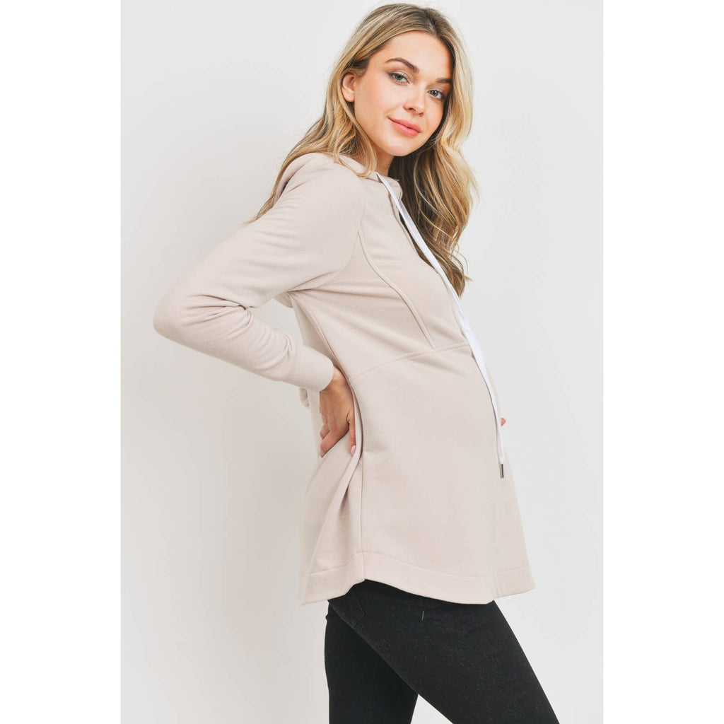 French Terry Half-Zip Maternity Nursing Hoodie