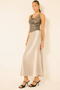 Minimalist Satin Bias Cut Midi Skirt