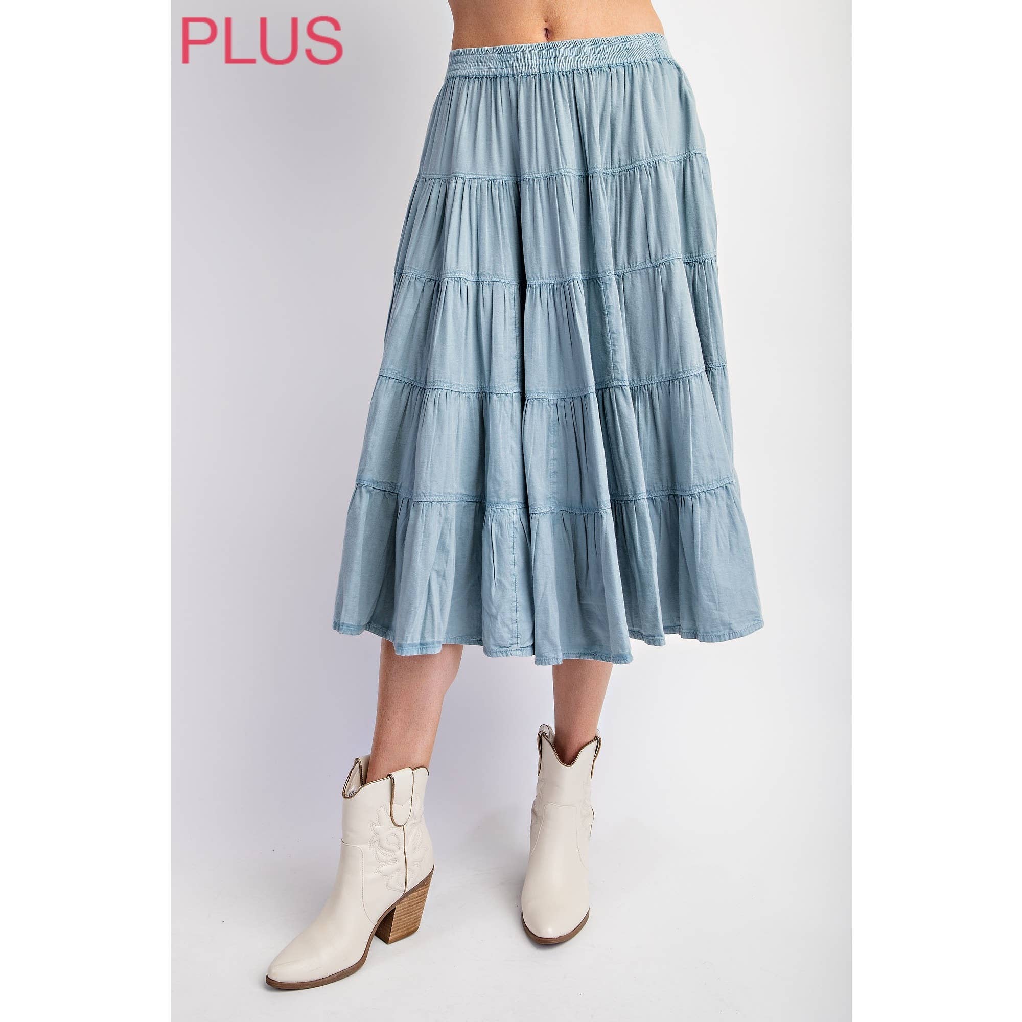PLUS WASHED RELAXED FULL SWING MIDI SKIRT