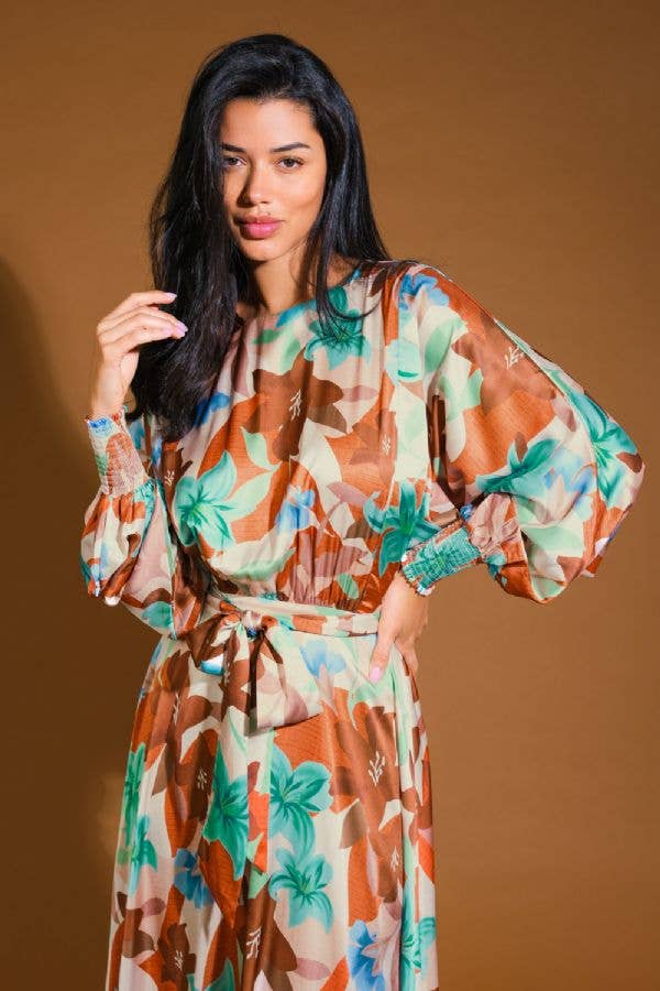 A printed woven midi dress  - ID21586
