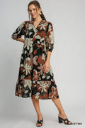 Floral Abstract Print Tiered Dress