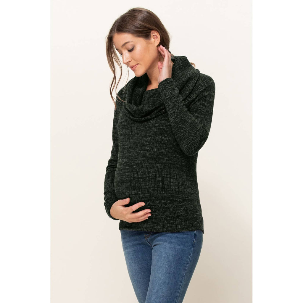 Cowl Neck Sweater Knit Maternity Top