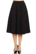 Women's Solid Basic Casual A-line Flared Midi Skirt